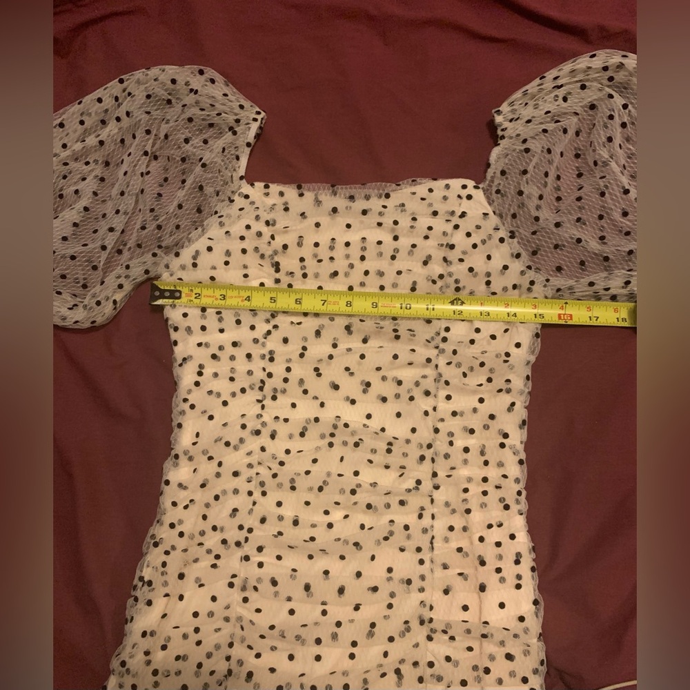 Fashion Nova White Mini Dress with Black Polka Dots - Picture 7 of 12